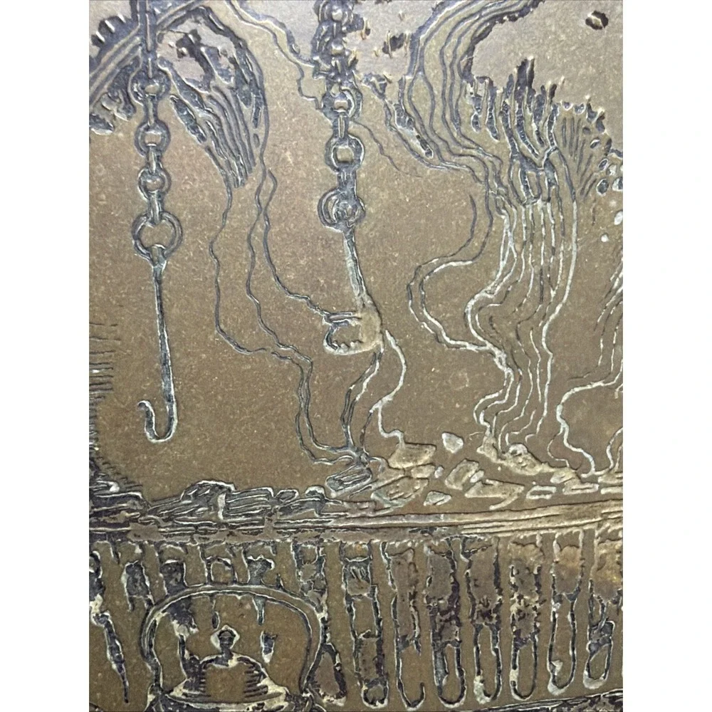 1902 George Rutledge Arts Crafts Brass Etching East Or West  Patina Wood Framed
